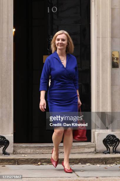 Liz Truss, appointed as the new foreign secretary leaves 10 Downing Street on September 15, 2021 in London, England. The British prime minister...