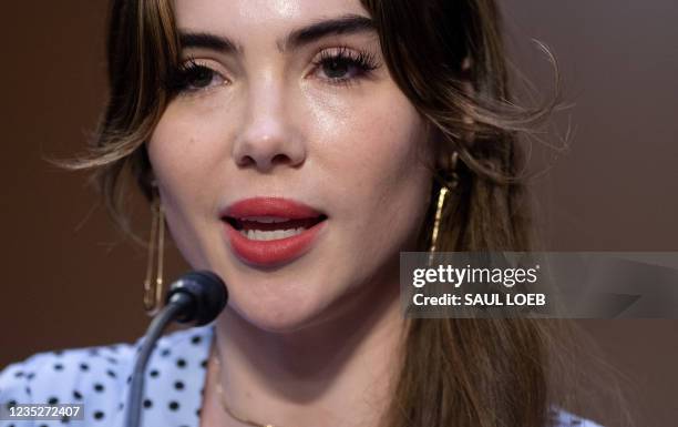 Olympic gymnast McKayla Maroney testifies during a Senate Judiciary hearing about the Inspector General's report on the FBI handling of the Larry...