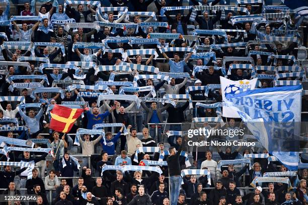 Fans of Malmo FF show their support during the UEFA Champions League football match between Malmo FF and Juventus FC. Juventus FC won 3-0 over Malmo...