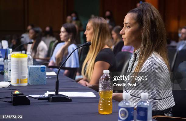 Gymnasts Simone Biles, McKayla Maroney, Maggie Nichols and Aly Raisman testify during a Senate Judiciary hearing about the Inspector General's report...