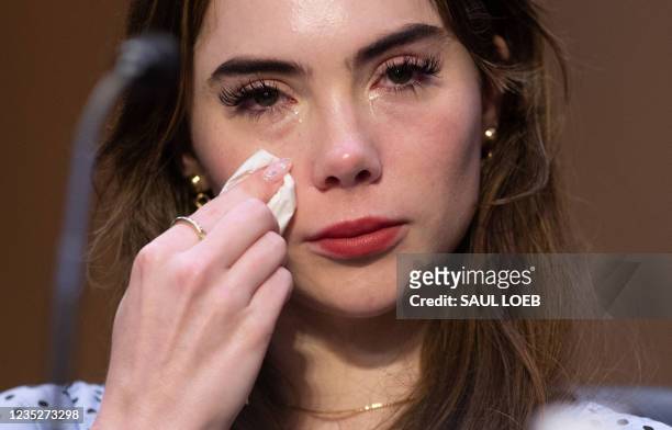 Olympic gymnast McKayla Maroney testifies during a Senate Judiciary hearing about the Inspector General's report on the FBI handling of the Larry...