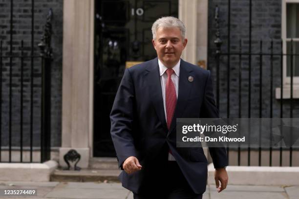 Brandon Lewis who remains Secretary of State for Northern Ireland departs 10 Downing Street on September 15, 2021 in London, England. The British...