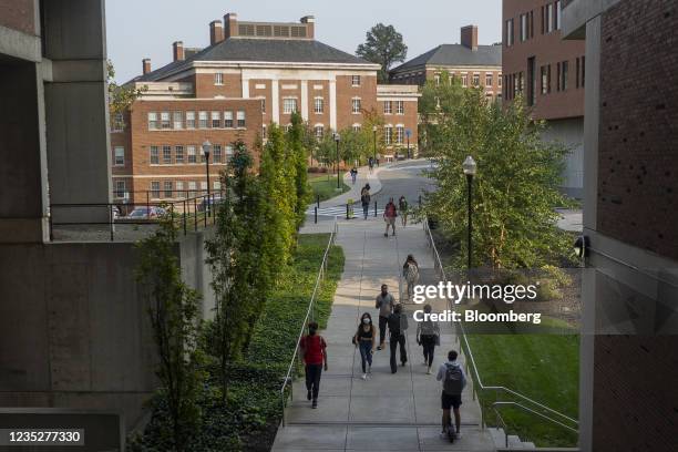 Students on campus at the University of Rochester in Rochester, New York, U.S., on Tuesday, Sept. 14, 2021. The Bloomberg Businessweek 2021-22 Best...