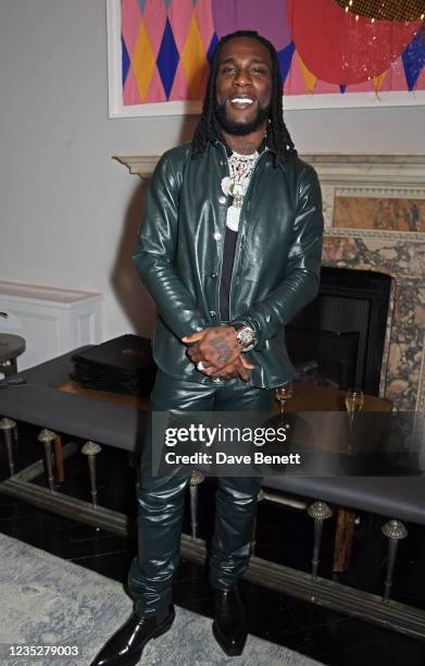 Burna Boy attends an intimate dinner with music artist Skepta to celebrate the launch of his bespoke blend rum "Rum Of Skepta" by Havana Club at the...