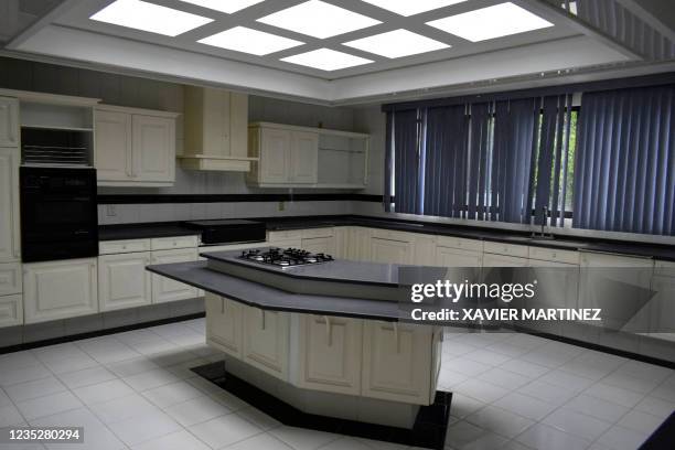 View of the kitchen of a house that belonged to Mexican drug dealer Amado Carrillo Fuentes aka "El Senor de los Cielos" in Alvaro Obregon...