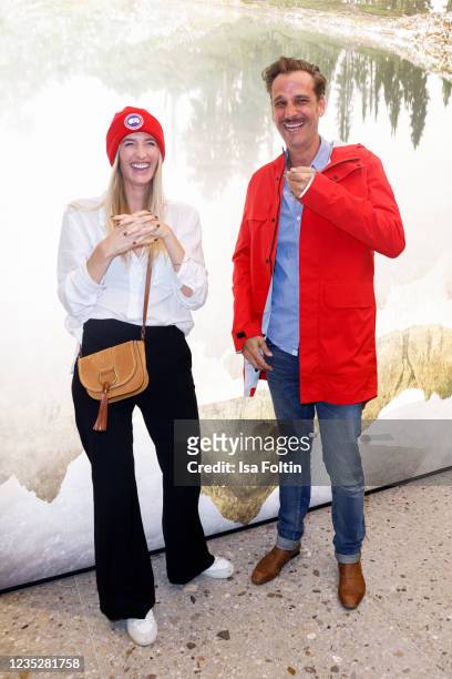 Helena Schoeller and actor Max von Thun attend the Canada Goose Store Opening on September 15, 2021 in Munich, Germany.