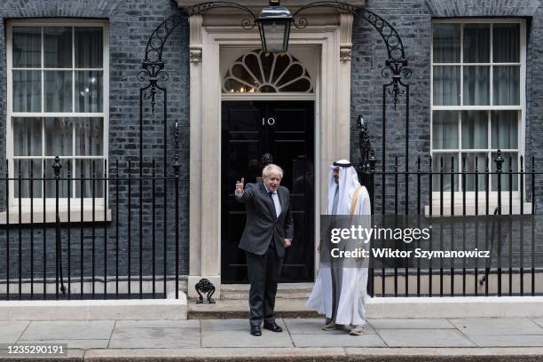 British Prime Minister Boris Johnson welcomes Sheikh Mohammed bin Zayed Al Nahyan , the Crown Prince of the Emirate of Abu Dhabi and Deputy Supreme...