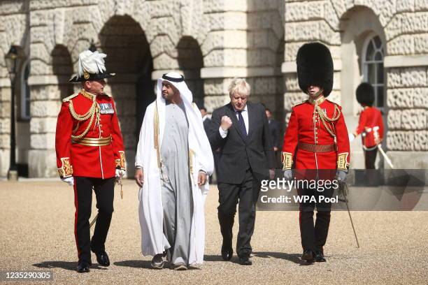 British Prime Minister, Boris Johnson and Sheikh Mohammed bin Zayed Al Nahyan, Crown Prince of Abu Dhabi inspect a Guard of Honour by the Grenadier...