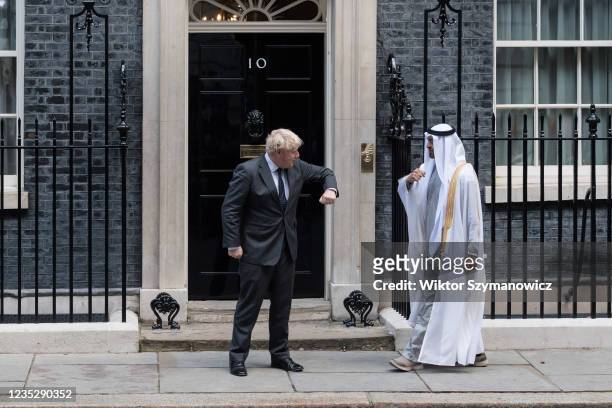 British Prime Minister Boris Johnson welcomes Sheikh Mohammed bin Zayed Al Nahyan , the Crown Prince of the Emirate of Abu Dhabi and Deputy Supreme...