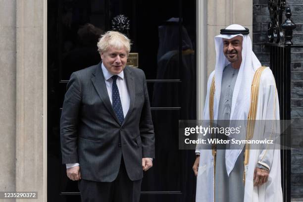 British Prime Minister Boris Johnson welcomes Sheikh Mohammed bin Zayed Al Nahyan , the Crown Prince of the Emirate of Abu Dhabi and Deputy Supreme...