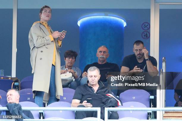 Sister and father of a West Ham player Nikola Vlasic, Blanka and Josko Vlasic in the stands before the UEFA Europa League group H match between...