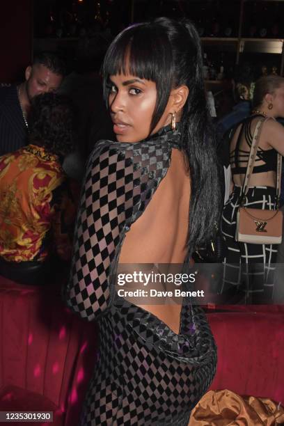 Sabrina Dhowre Elba attends the London Fashion Week 'Opening Night' party at The Windmill, Soho, during London Fashion Week September 2021 on...