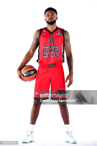 Troy Daniels, #30 of AX Armani Exchange Milan poses during the 2021/2022 Turkish Airlines EuroLeague Media Day of AX Armani Exchange Milan at...