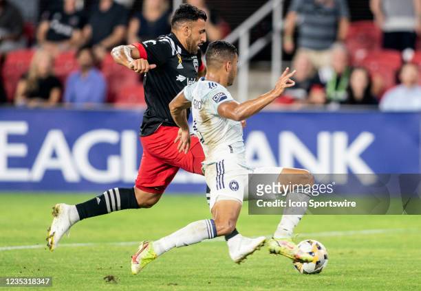 Chicago Fire defender Miguel Angel Navarro moves in on D.C. United forward Rámon Avila during an MLS match between D.C United and the Chicago Fire,...