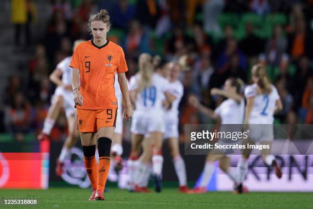 Vivianne Miedema of Holland Women dejected during the World Cup Qualifier Women match between Holland v Czech Republic at the Hitachi Capital...