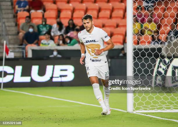 Pumas defender Nicolás Freire runs back into position during the Leagues Cup semifinal soccer match between Pumas and Club Leon on September 15, 2021...