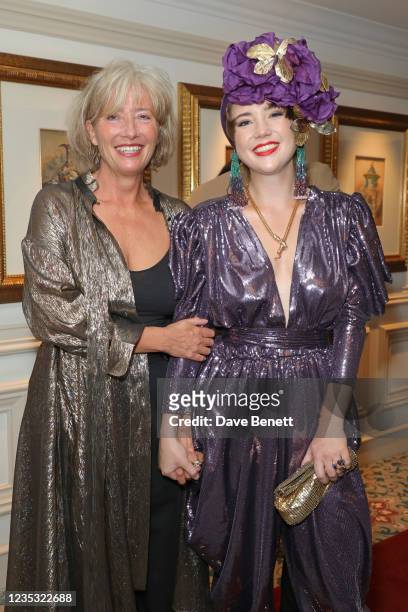 Dame Emma Thompson and Gaia Wise attend The Icon Ball during London Fashion Week September 2021 at The Landmark Hotel on September 17, 2021 in...