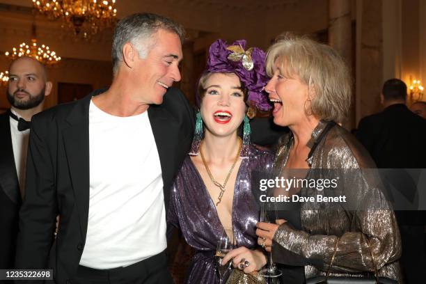 Greg Wise, Gaia Wise and Dame Emma Thompson attend The Icon Ball during London Fashion Week September 2021 at The Landmark Hotel on September 17,...