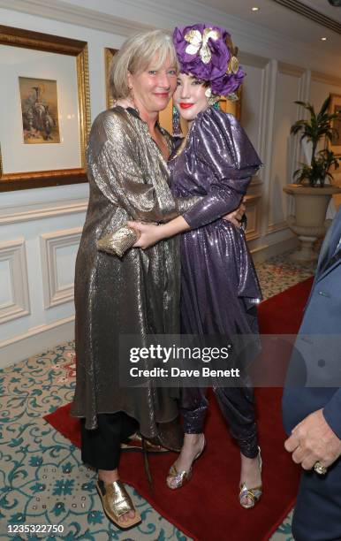 Dame Emma Thompson and Gaia Wise attend The Icon Ball during London Fashion Week September 2021 at The Landmark Hotel on September 17, 2021 in...