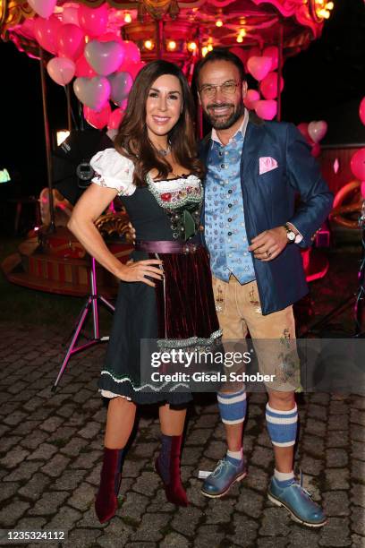 Judith Williams, and Alexander Klaus Stecher during the "Wiesn Wiesn Charity Night at "Käfer Alm" on September 17, 2021 in Munich, Germany.