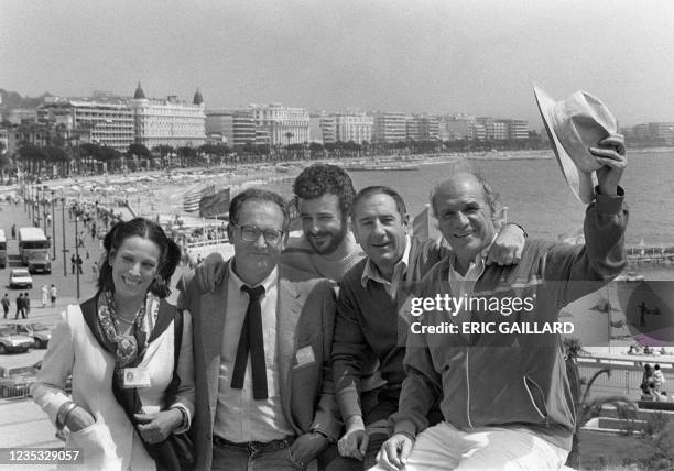 Spanish film director Mario Camus , is accompanied by the actors , Terele Pavez, Alfredo Landa, Juan Diego, and Francisco Rabal, for the presentation...