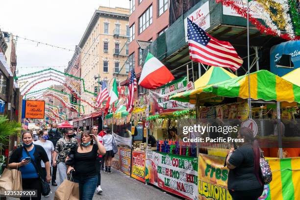 Street foods on display during "The Feast of San Gennaro 2021" in Little Italy. Mulberry street and surrounding area was filled with street vendors...