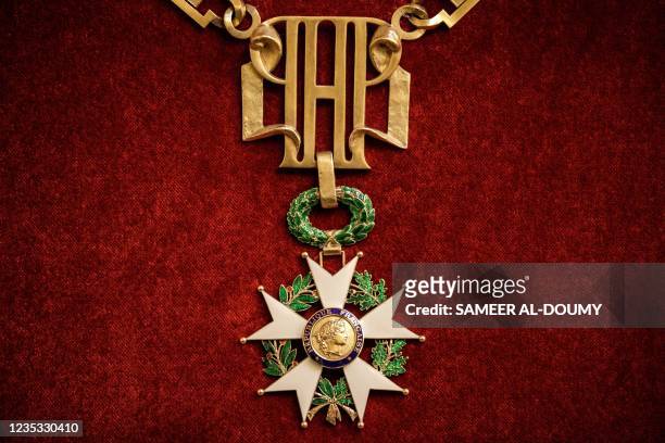 Photograph shows the large necklace of the Legion of Honor at the Elysee Palace in Paris, as part of the 38th edition of the European Heritage days...