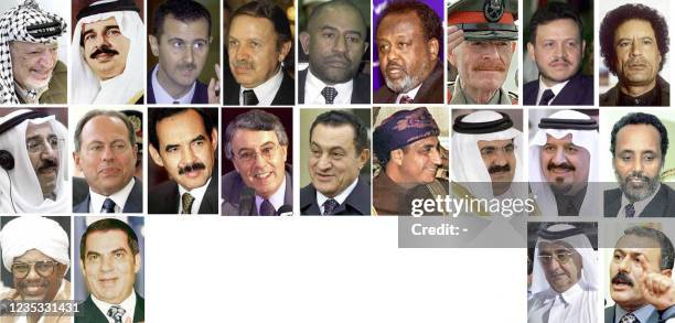 Combo picture of Arab leaders and delegation heads attending the Arab summit in the Jordanian capital Amman 27-28 March 2001. From L to R:...