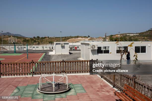 September 2021, Greece, Samos: A playground in the compound for unaccompanied children in the newly established refugee camp on the island of Samos....
