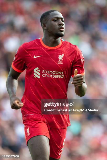 Ibrahima Konaté of Liverpool during the Premier League match between Liverpool and Crystal Palace at Anfield on September 18, 2021 in Liverpool,...
