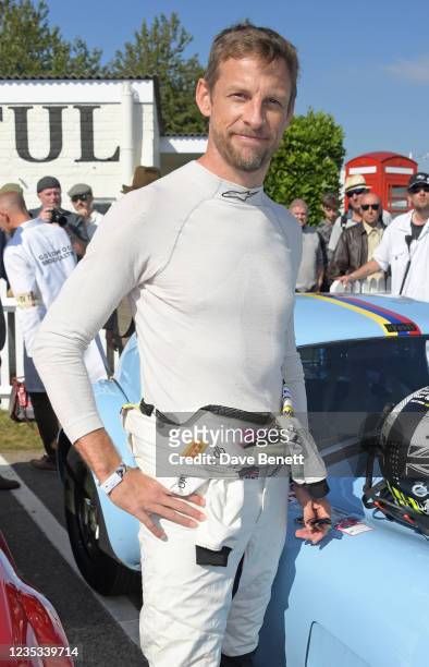 Jenson Button attends day 1 of the 2021 Goodwood Revival at Goodwood Motor Circuit on September 18, 2021 in Chichester, England.