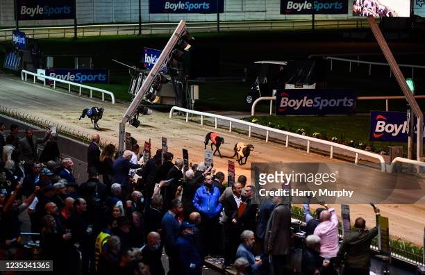 Dublin , Ireland - 18 September 2021; A general view as Rural Star, right, leads Coom Leo on his way to winning the Download the Boylesports App 525...