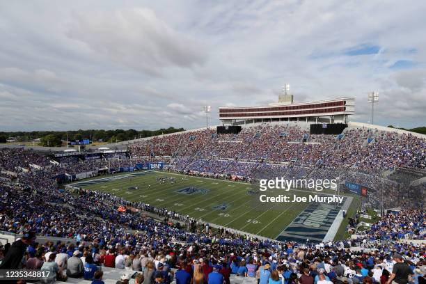 General view of Liberty Bowl Memorial Stadium during a game between the Mississippi State Bulldogs and the Memphis Tigers on September 18, 2021 at...