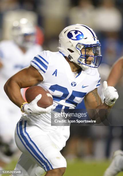 Brigham Young Cougars running back Tyler Allgeier during a game between the Arizona State Sun Devils and BYU Cougars on September 18 at LaVell...