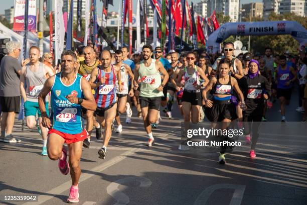 The Kadikoy Half Marathon on the beach of Kadikoy Caddebostan with the slogan 'Run Against Violence' took place in Istanbul, Turkey on September 19,...