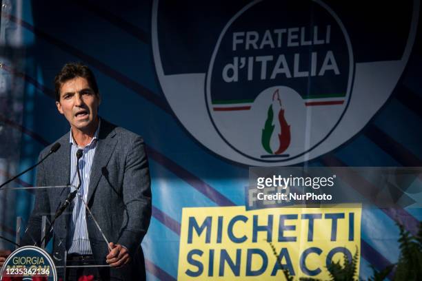 The President of the Marche Region Francesco Acquaroli during the Demonstration Italy of redemption, the party Fratelli d'Italia on the occasion of...