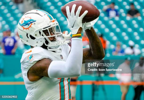 Miami Dolphins wide receiver DeVante Parker before the NFL Football match between the Miami Dolphins and Buffalo Bills on September 19th, 2021 at...
