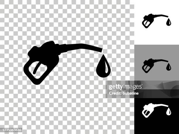 gas pump icon on checkerboard transparent background - petrol pump stock illustrations