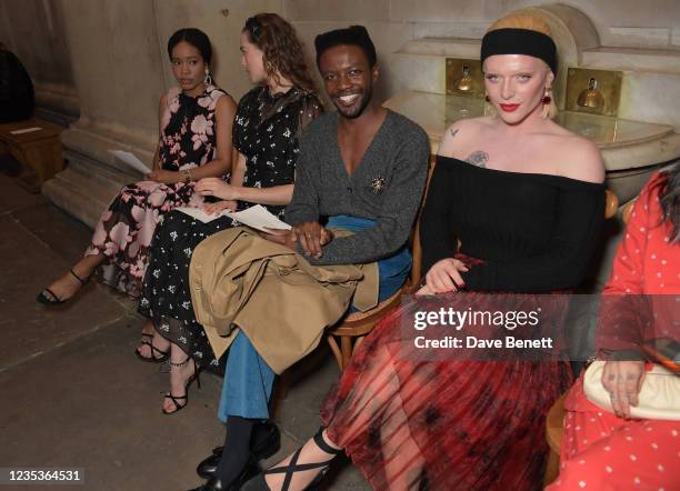 Weruche Opia, Freya Mavor, Omari Douglas and Bimini Bon Boulash attend the ERDEM show during London Fashion Week September 2021 at The British Museum...