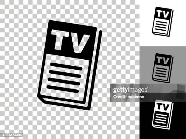 tv guide icon on checkerboard transparent background - tv guide stock illustrations