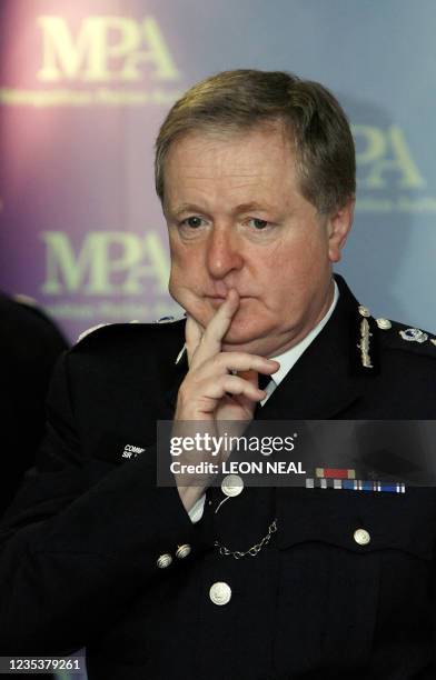 Metropolitan Police Chief Commissioner Sir Ian Blair waits for the start of an extraordinary meeting of the full Metropolitan Police Authority to...