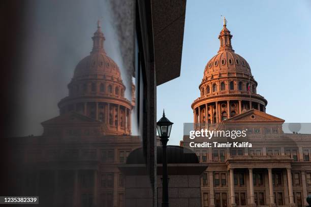 The Texas State Capitol is seen on the first day of the 87th Legislature's third special session on September 20, 2021 in Austin, Texas. Following a...