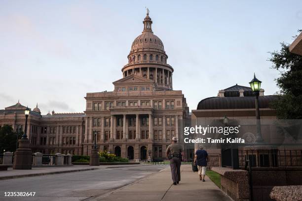 The Texas State Capitol is seen on the first day of the 87th Legislature's third special session on September 20, 2021 in Austin, Texas. Following a...