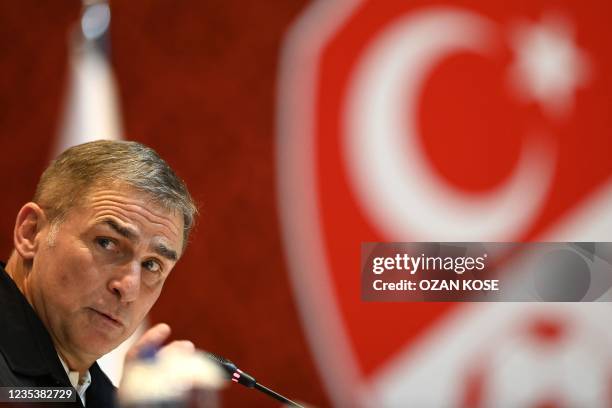 Turkey national football team's newly appointed, German head coach Stefan Kuntz, attends a signing ceremony at Turkish Football Federation Riva...