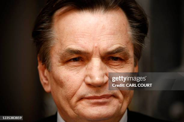 Bosnian president Haris Silajdzic attends a press conference at the Westbury Hotel in central London, on March 11, 2010. Bosnian president Haris...
