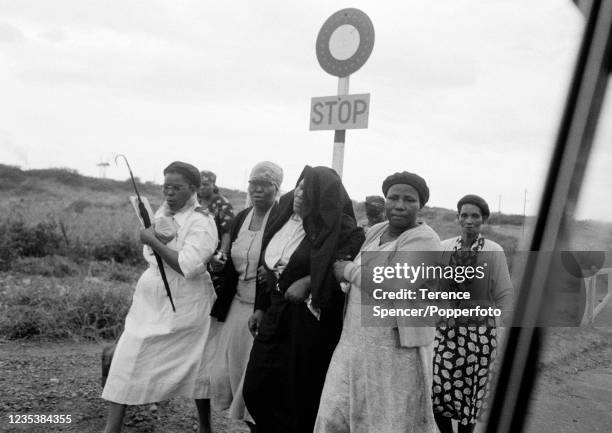 Female residents from the township of Sharpeville gather during a demonstration against government pass laws as part of a day of protest at...
