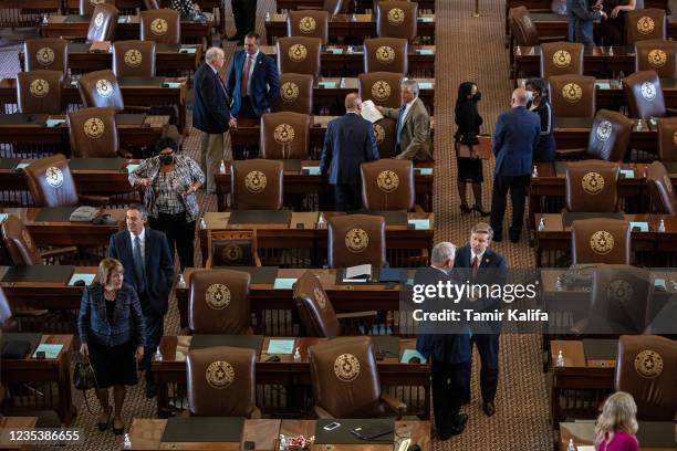 Texas state representatives are gathered in the House chamber on the first day of the 87th Legislature's third special session at the State Capitol...