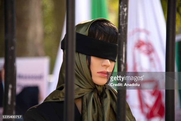 Rally opposite Number 10 Downing Street on Tuesday, 21 Sepetember 2021, organised by supporters of the Iranian opposition, the People's Mojahedin...