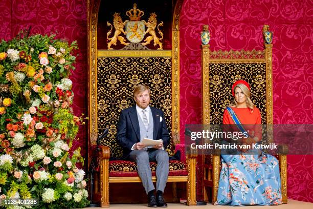 King Willem-Alexander of The Netherlands and Queen Maxima of The Netherlands attends Prinsjesdag the annual opening of the parliamentary year in the...