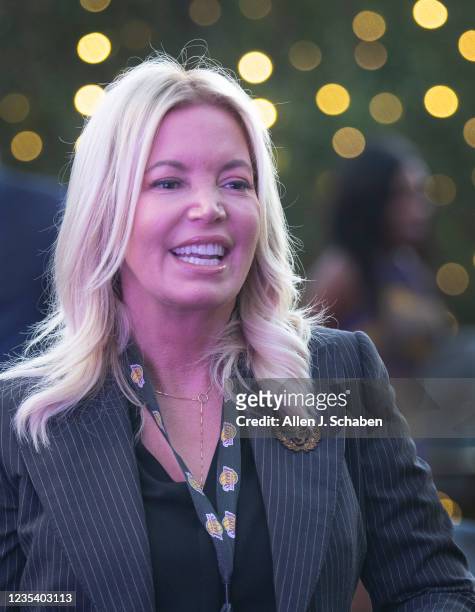 September 20: Jeanie Buss, CEO / Governor / Co-owner of the Los Angeles Lakers, appears as the Lakers host a 2021-2022 season kick-off event to...